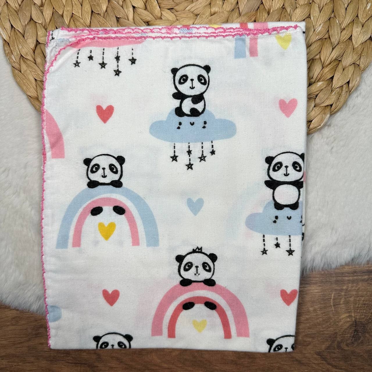 Panda Desenli Pazen Kundak 80x90 cm Pembe