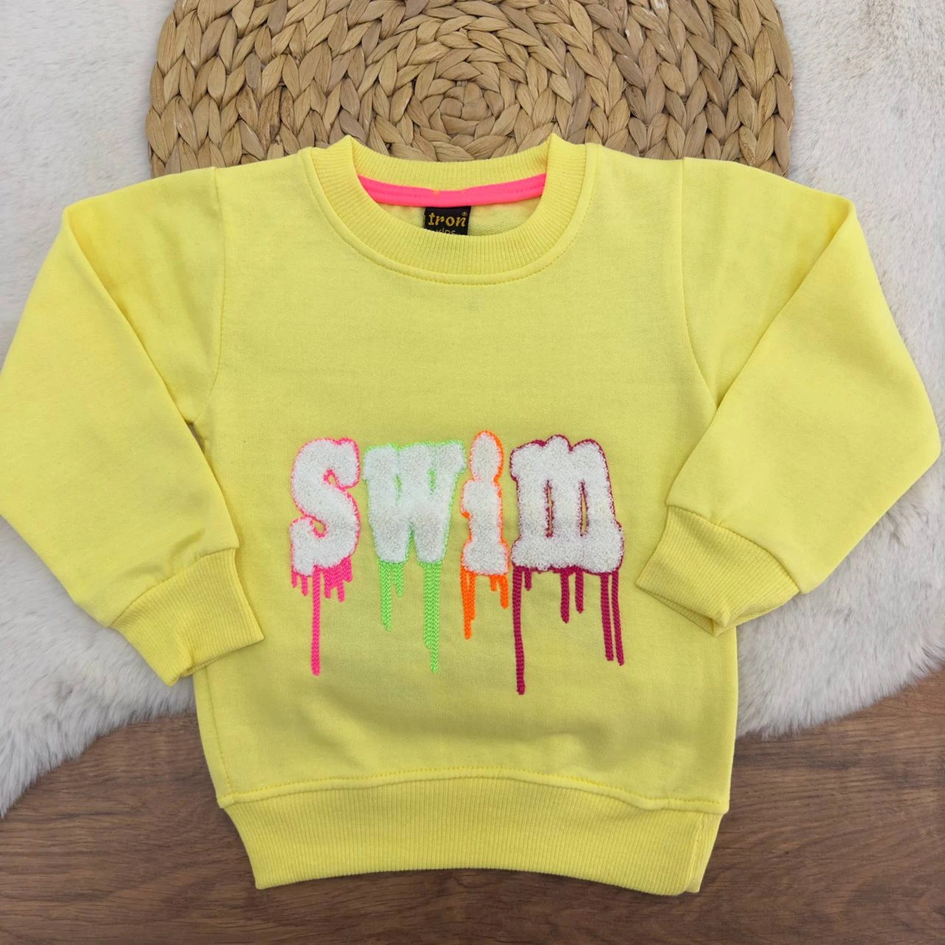 3-12 Yaş Swim Nakışlı 2 İp Şardonlu Sweatshirt Sarı