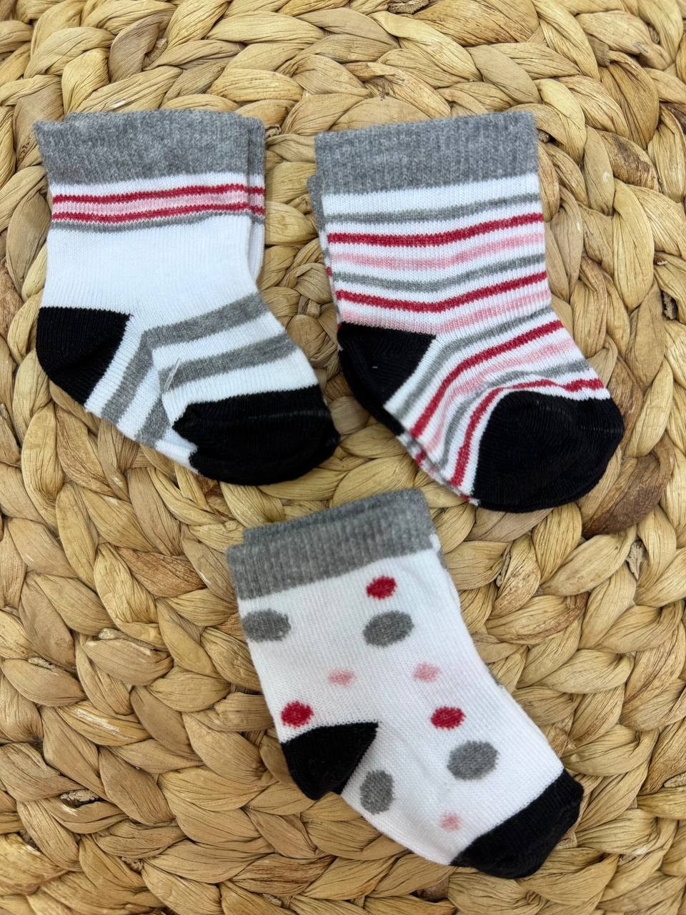 0-6 Ay Bebek 3'lü Çorap-NEW - GRİ