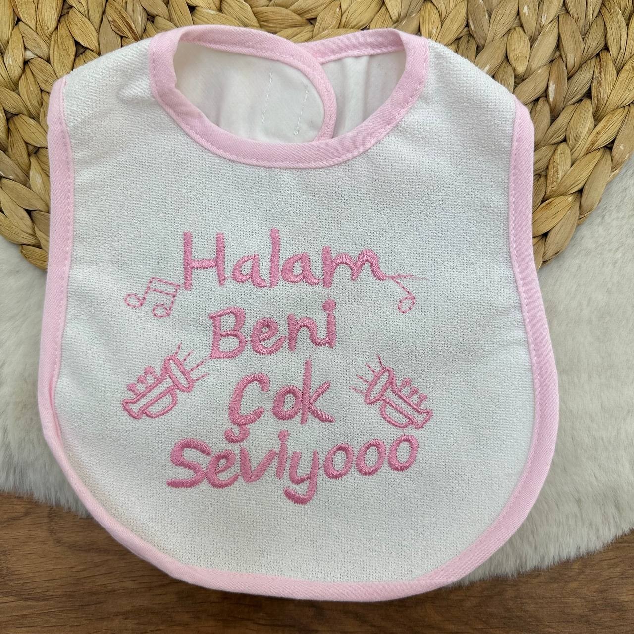 Halam Beni Çok Seviyooo Yazılı Su geçirmez Havlu Önlük - PEMBE
