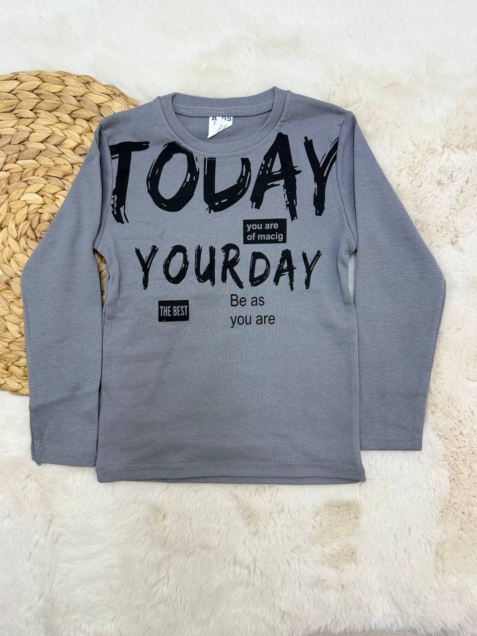 5-10 Yaş Today Yourday Baskılı Erkek Sweatshirt - ANTRASİT