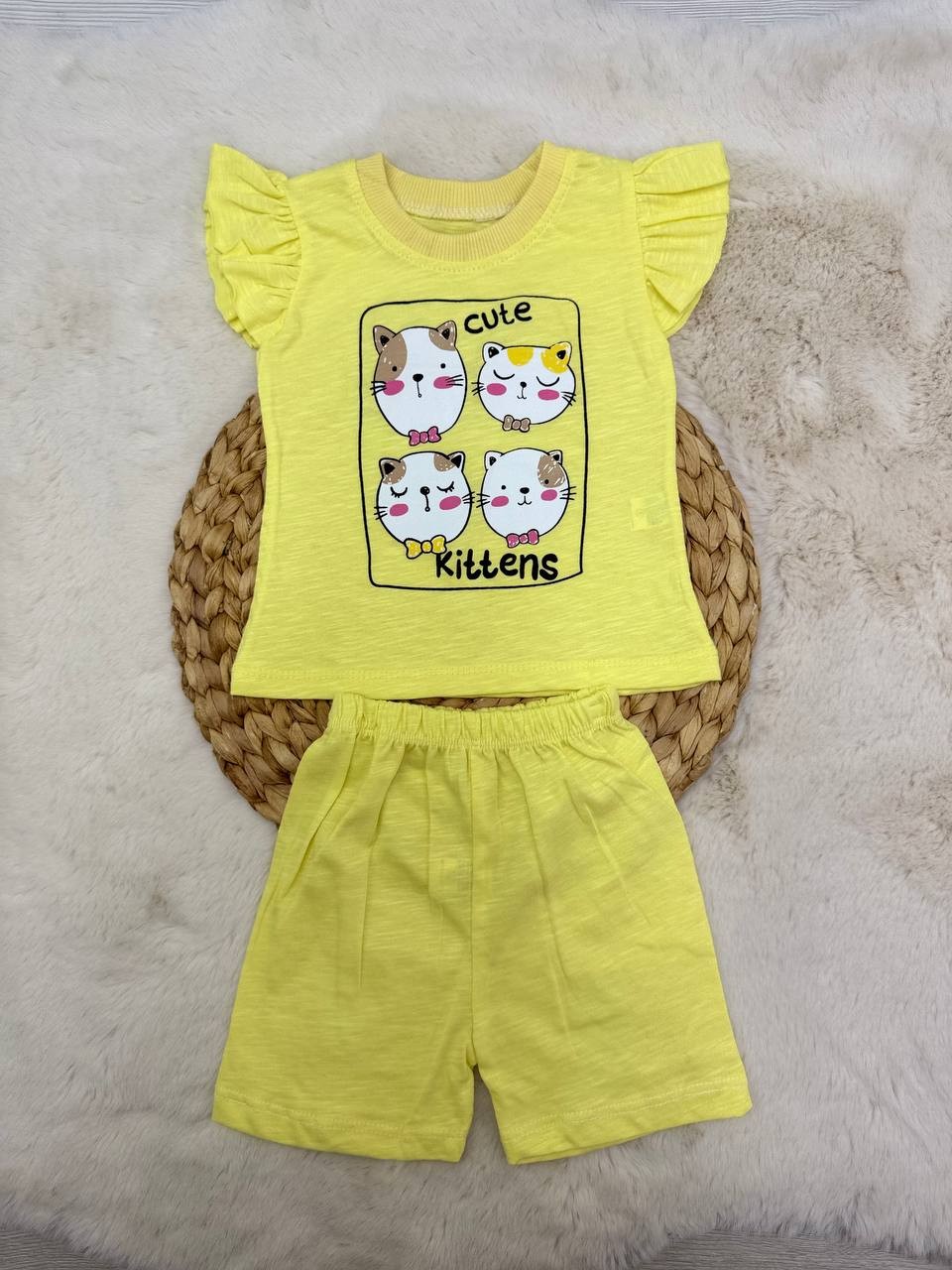 6-24 Ay Cute Kittens Desenli Takım - SARI