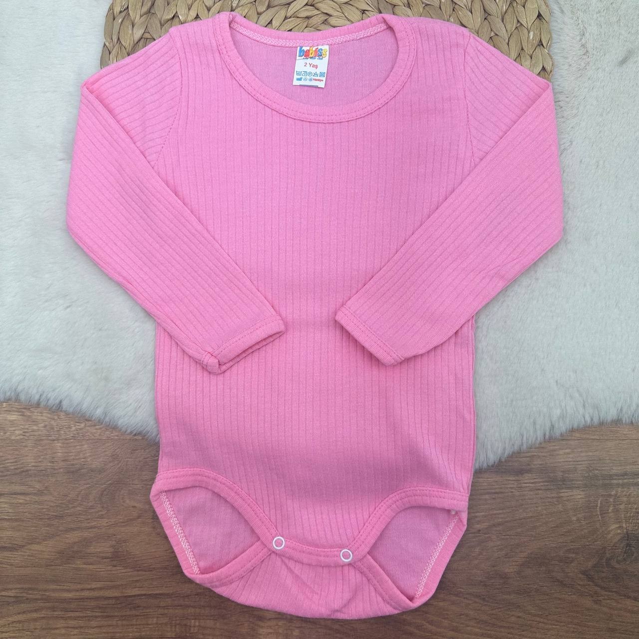 0 Ay-4 Yaş Raporlu Uzun Kollu Çıtçıtlı Body - PEMBE