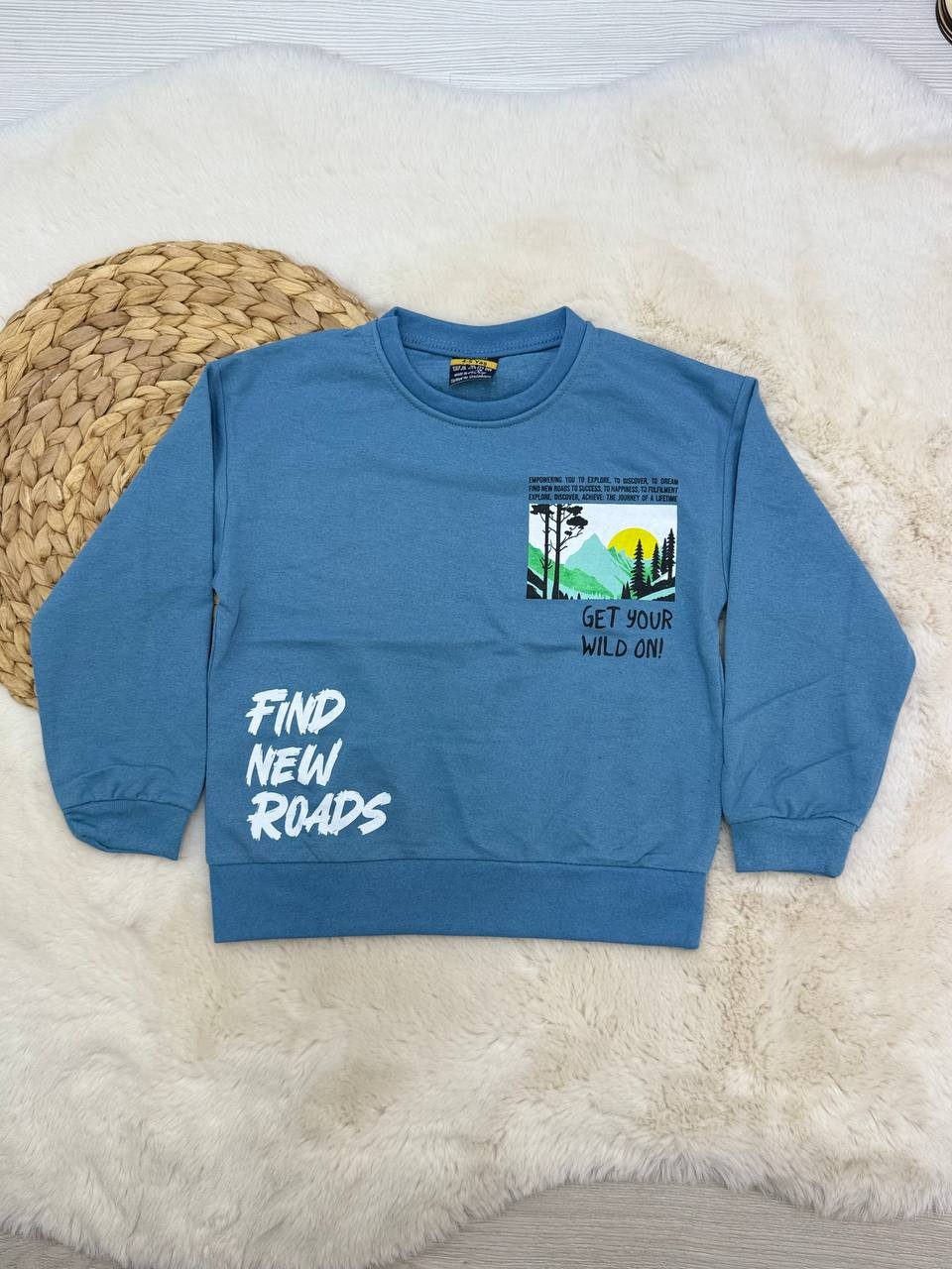 4-8 Yaş Ön Arka Baskılı Erkek Sweatshirt - PETROL