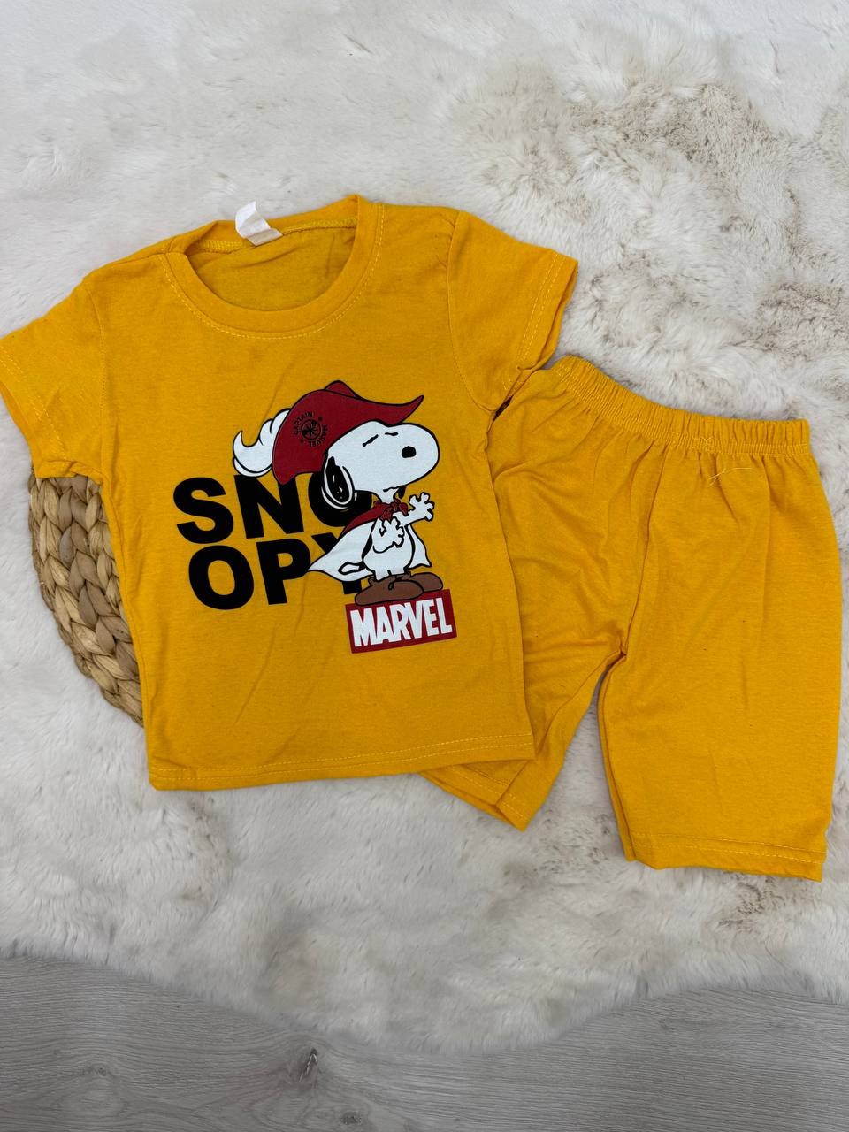 1-8 Yaş Snoopy Baskılı Penye Takım - SARI