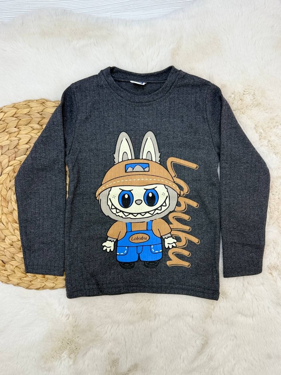 5-10 Yaş Labubu Baskılı Erkek Sweatshirt - FÜME