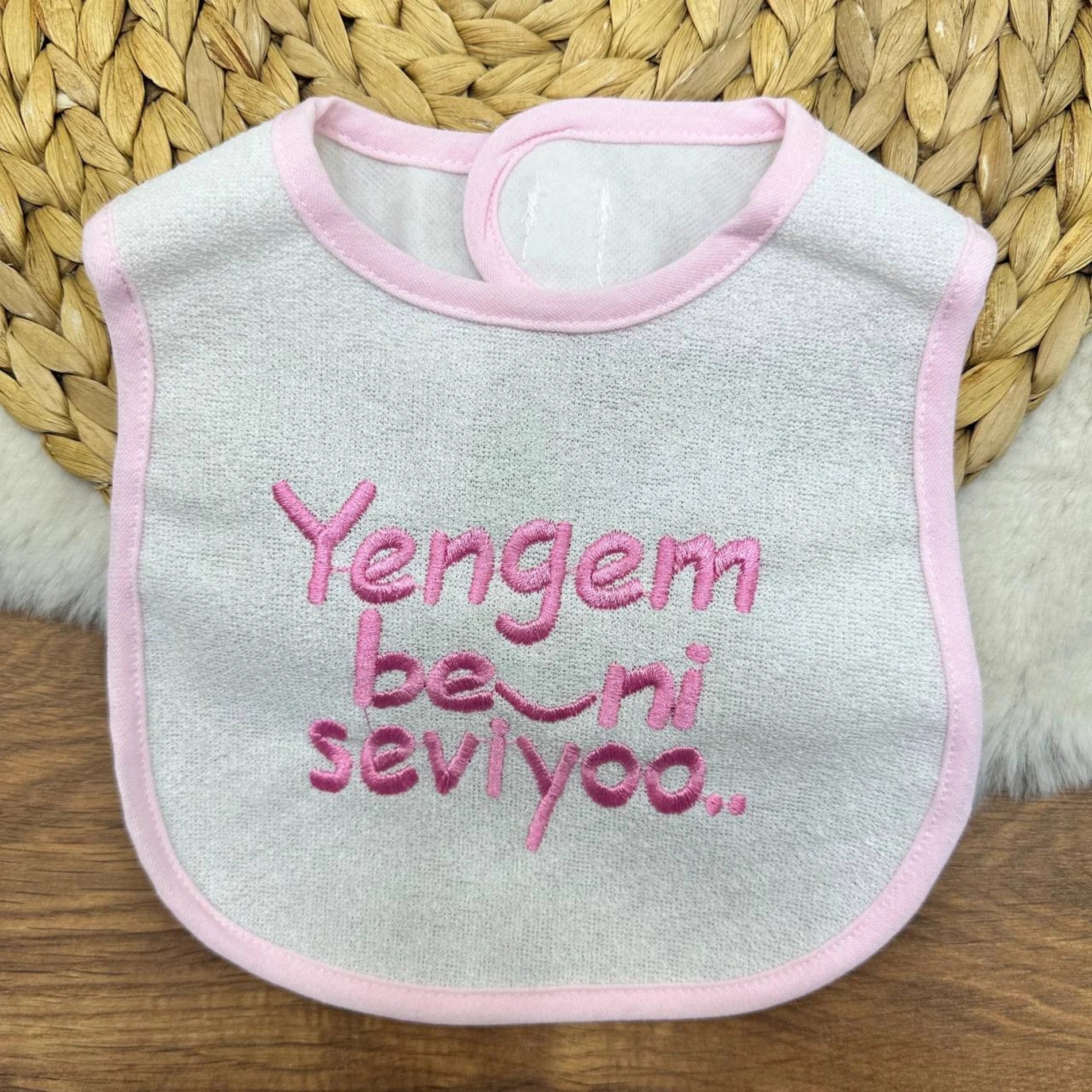 Yengem Beni Çok Seviyoo Yazılı Su geçirmez Havlu Önlük Pembe