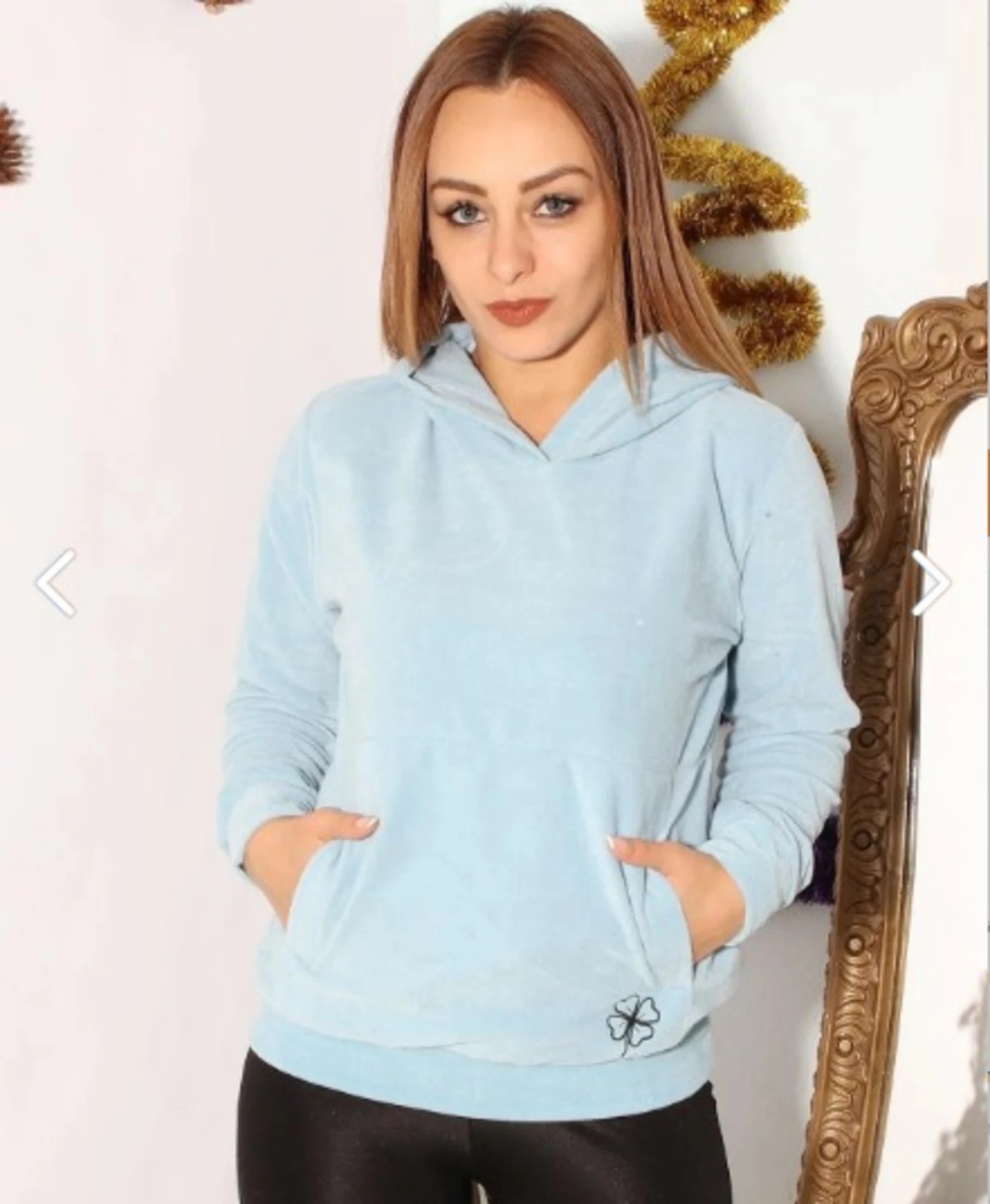 S-XL Cepli Ve Nakış Detaylı Polar Sweat Bebe Mavi