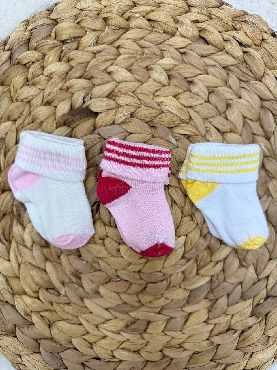 0-6 Ay Bebek 3'lü Çorap - PEMBE