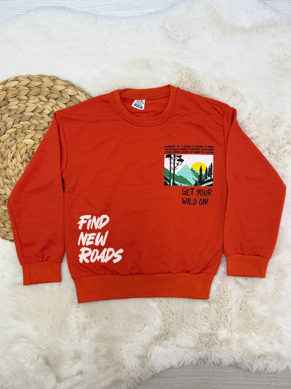 4-8 Yaş Ön Arka Baskılı Erkek Sweatshirt - TURUNCU