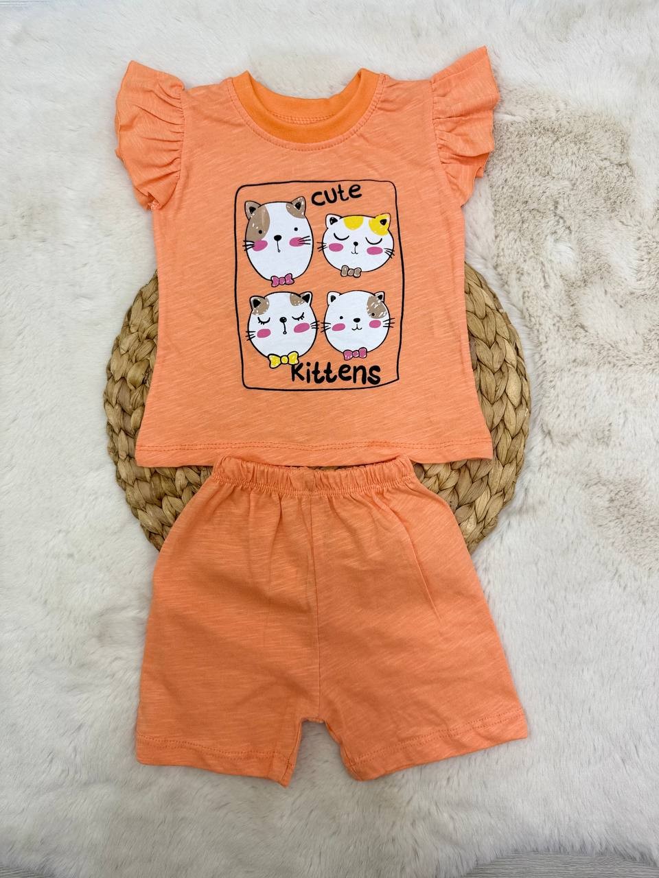 6-24 Ay Cute Kittens Desenli Takım - TURUNCU