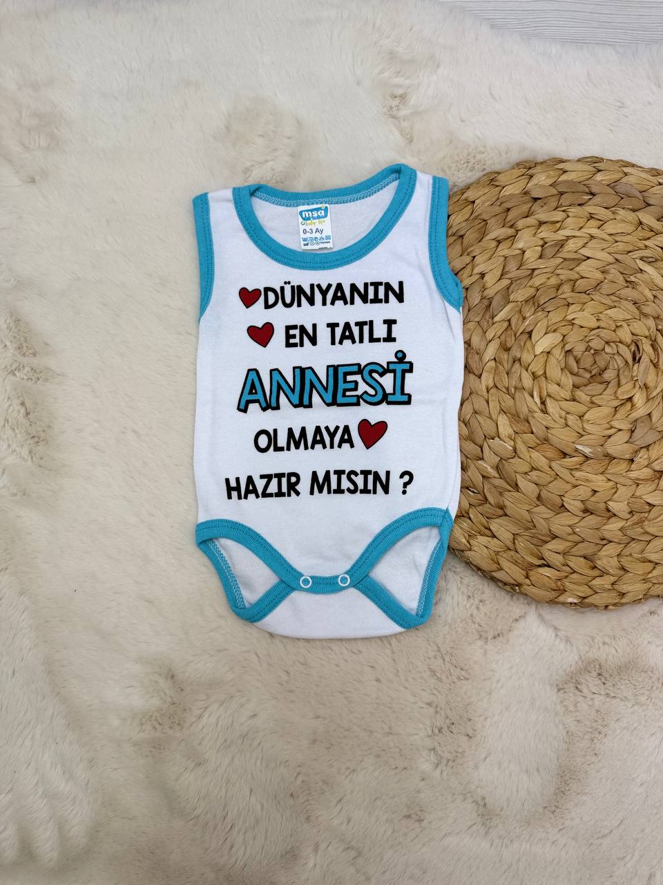 0-4 Yaş Dünyanın En Tatlı Annesi Çıtçıtlı Body - TURKUAZ