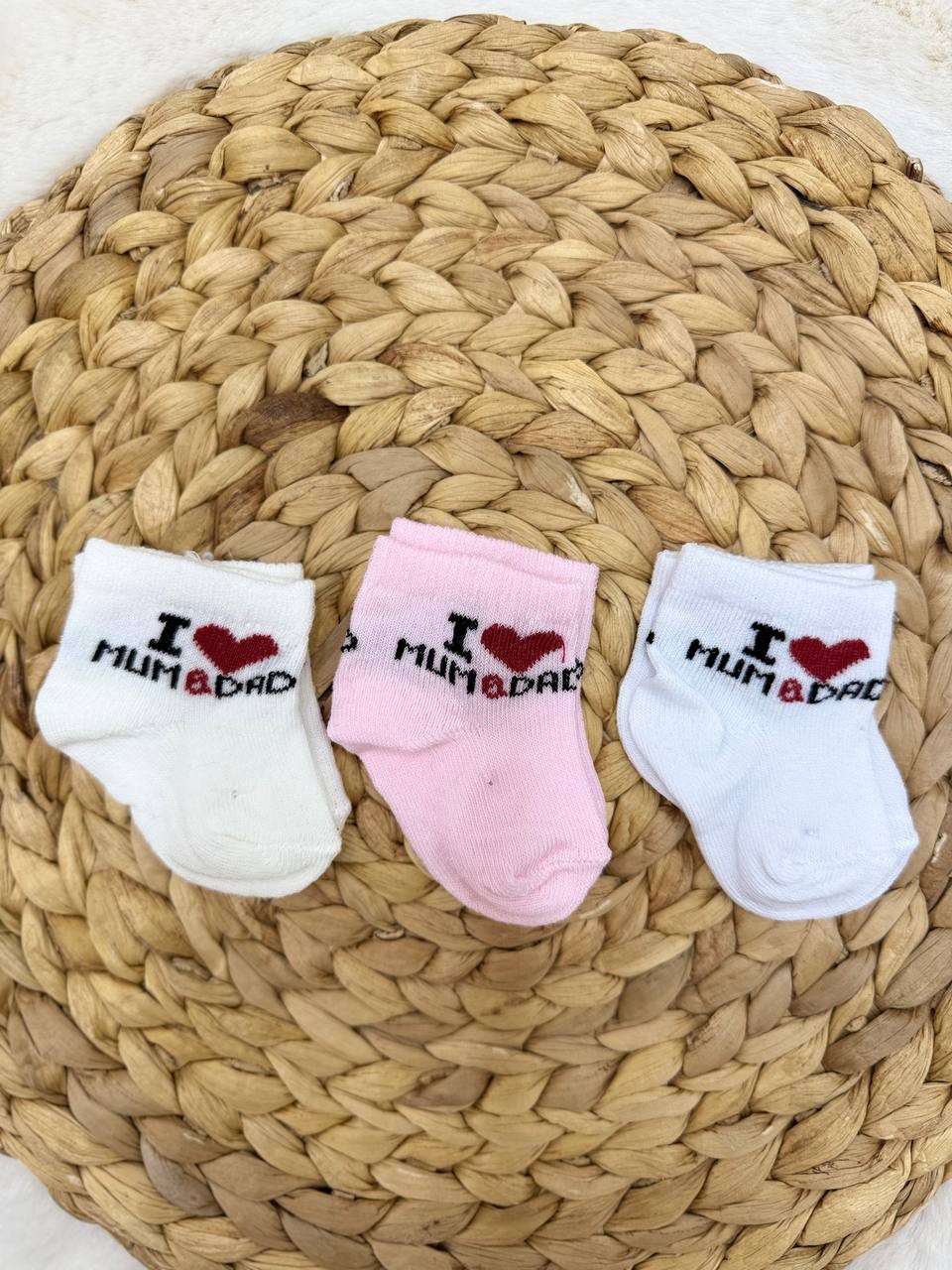 0-6 Ay Bebek 3'lü Çorap - I LOVE MUM&DAD