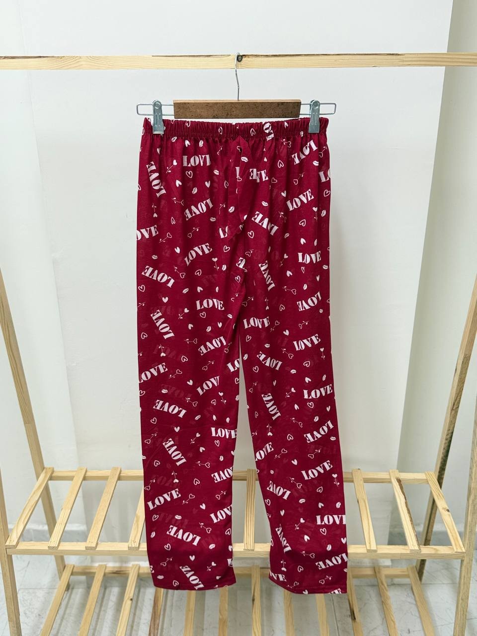 M-6XL Desenli Bayan Pijama - BORDO