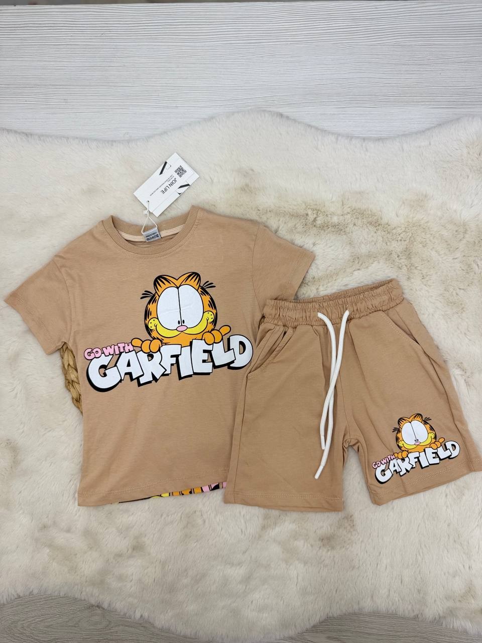 3-8 Yaş Garfield Desenli Kompak Takım - SÜTLÜ KAHVE
