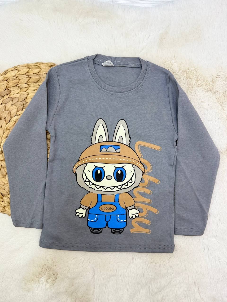 5-10 Yaş Labubu Baskılı Erkek Sweatshirt - TAŞ