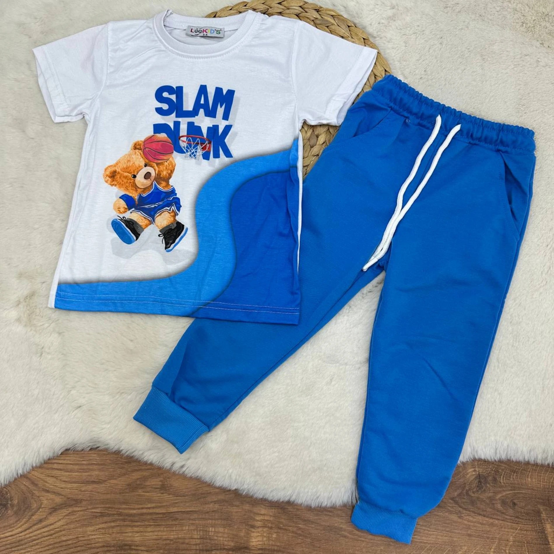 3-8 Yaş Slam Punk Desenli Cepli Eşofman Takım