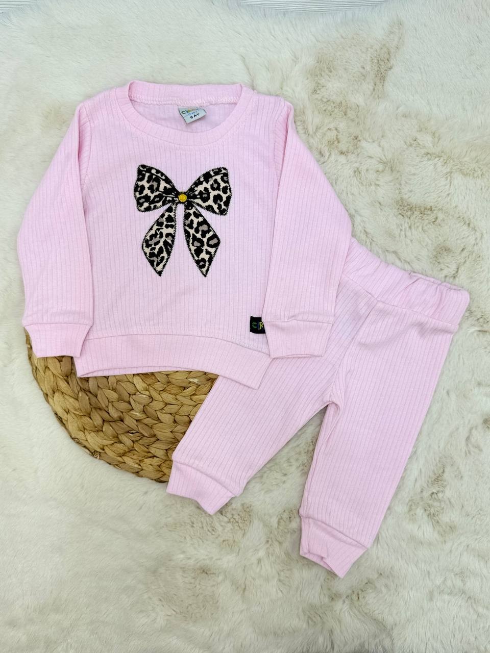 9-24 Ay Fiyonk Baskılı Fitilli Takım - PEMBE
