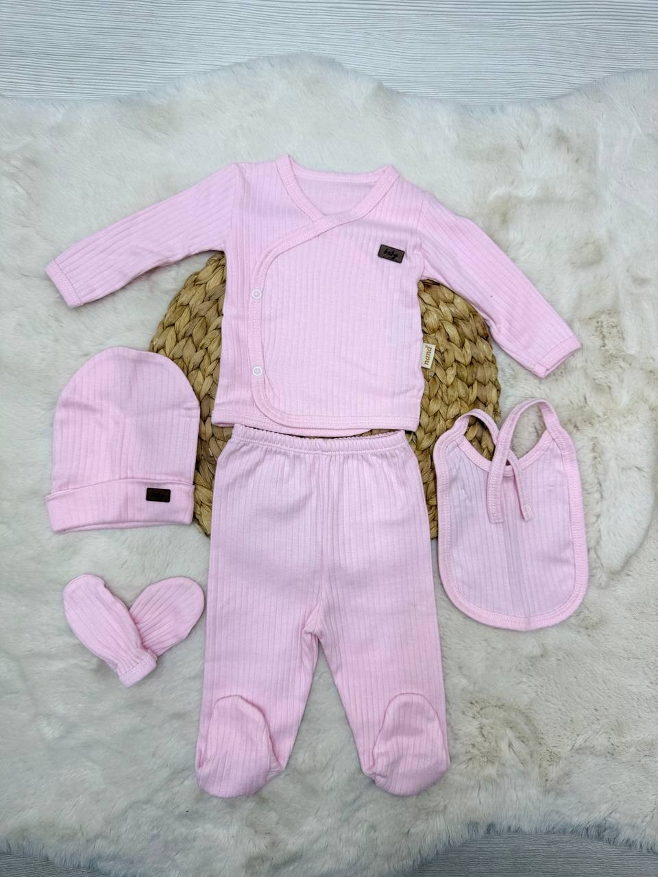 0-3 Ay Baby Armalı 5 Parça Hastane Çıkışı - PEMBE