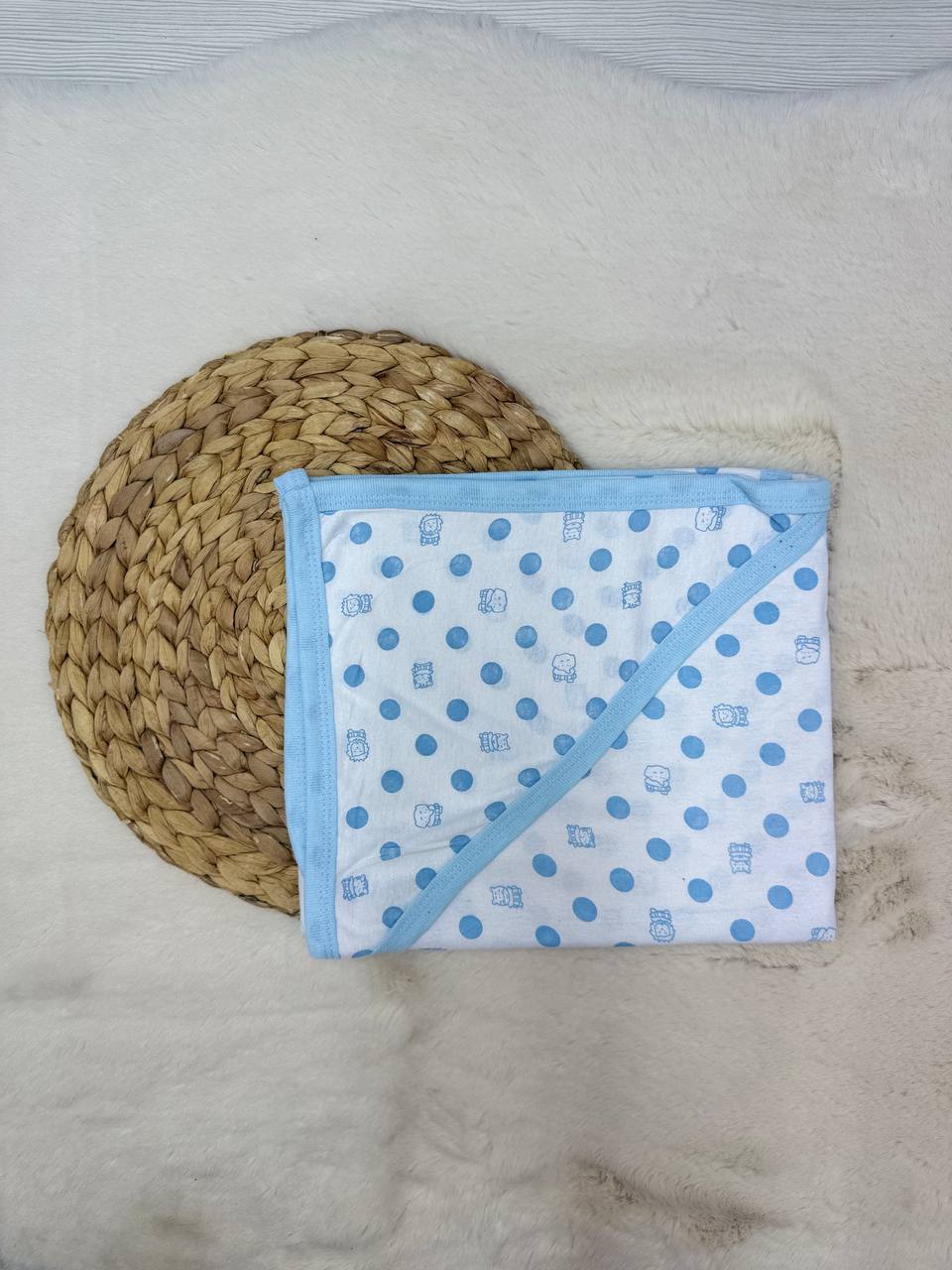 80x90 cm Penye Benekli Tek Kat Battaniye Kundak  - TURKUAZ
