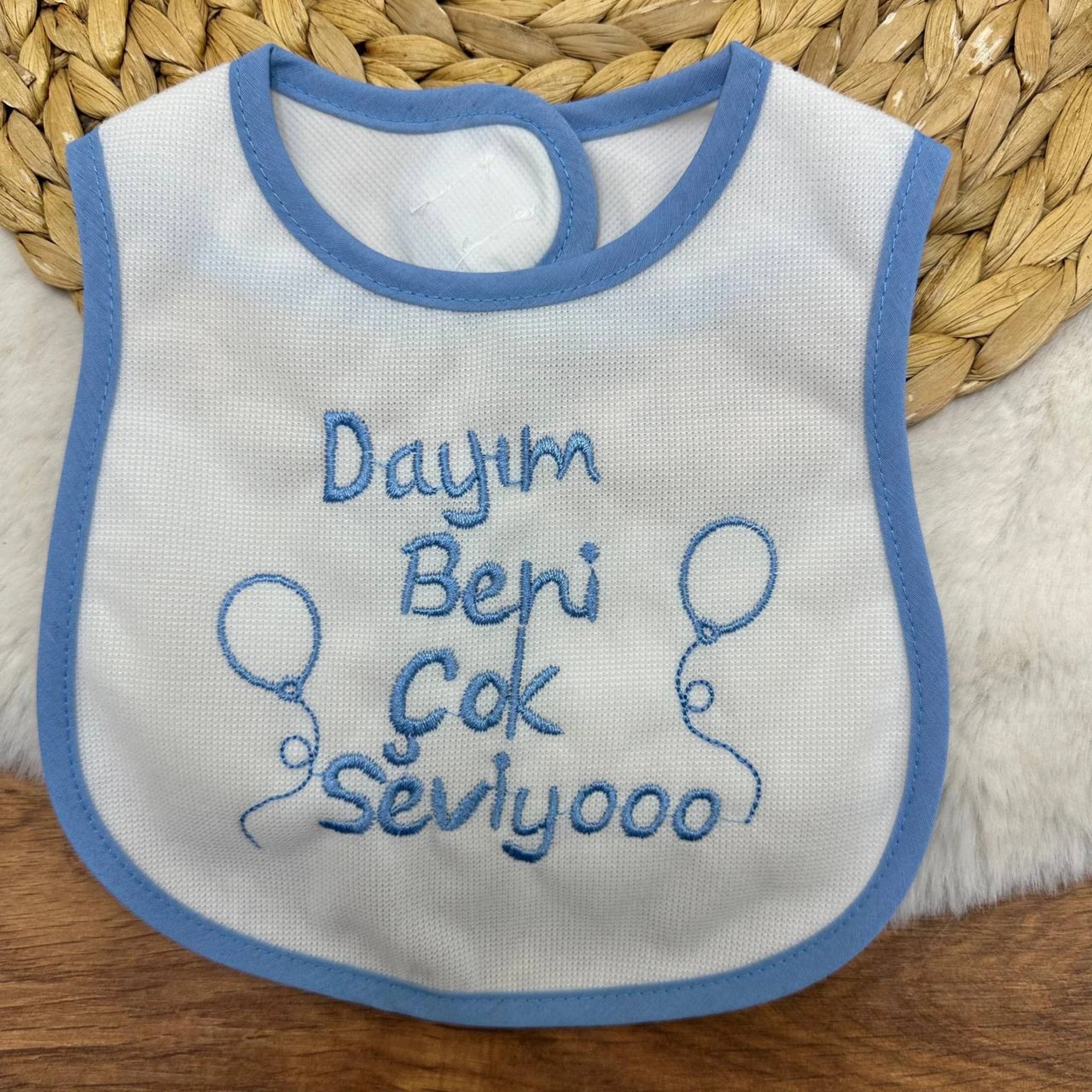 Dayım Beni Çok Seviyooo Yazılı Su geçirmez Havlu Önlük Mavi