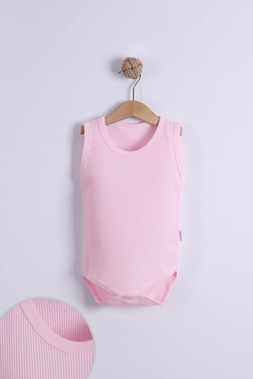 1-3 Yaş Askılı Waffle Body - PEMBE