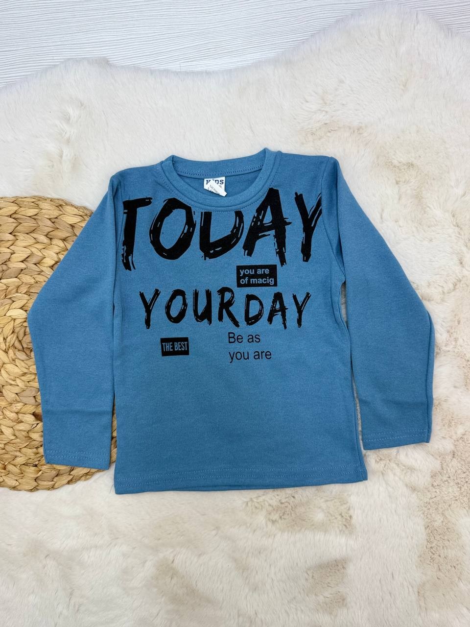 5-10 Yaş Today Yourday Baskılı Erkek Sweatshirt - PETROL