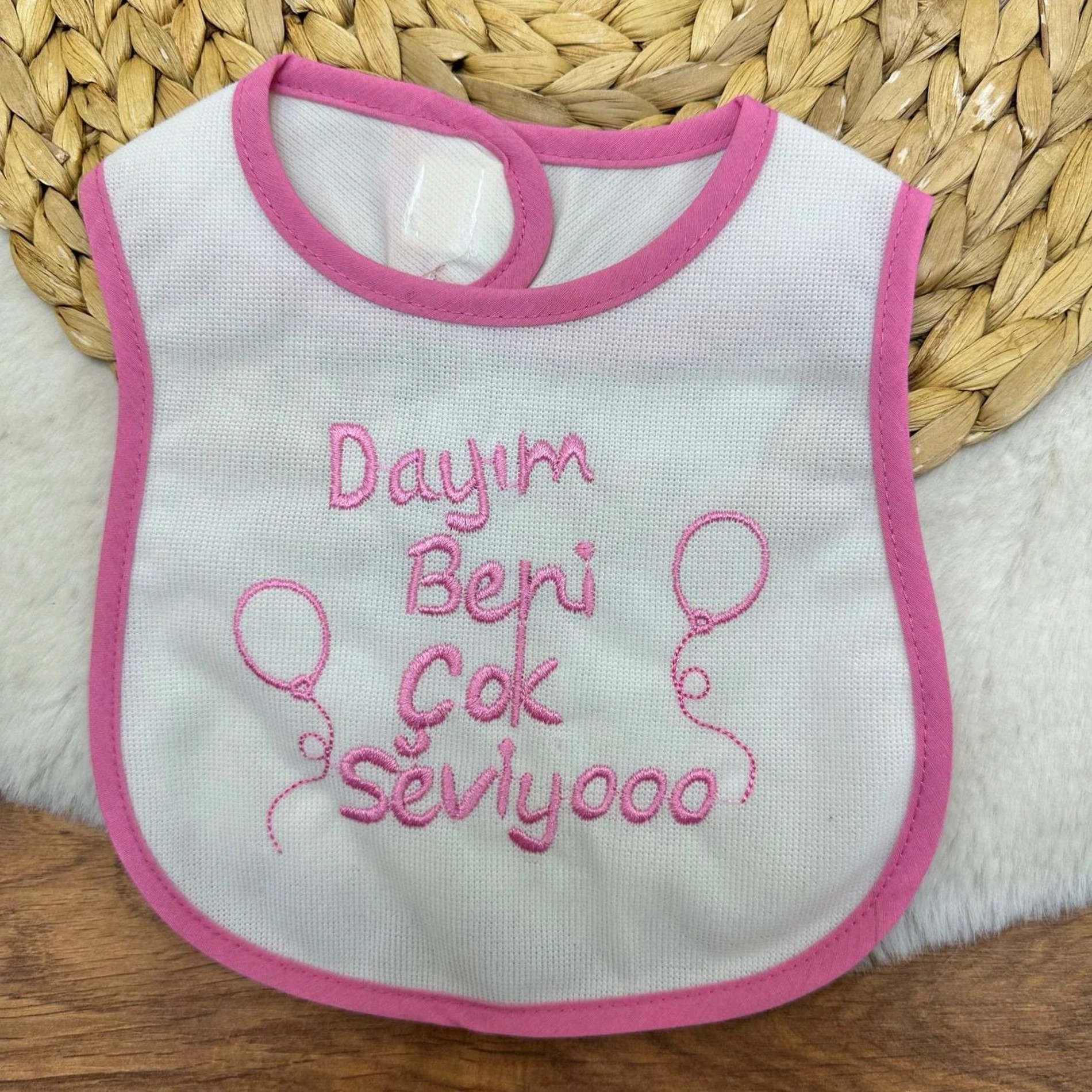 Dayım Beni Çok Seviyooo Yazılı Su geçirmez Havlu Önlük Pembe