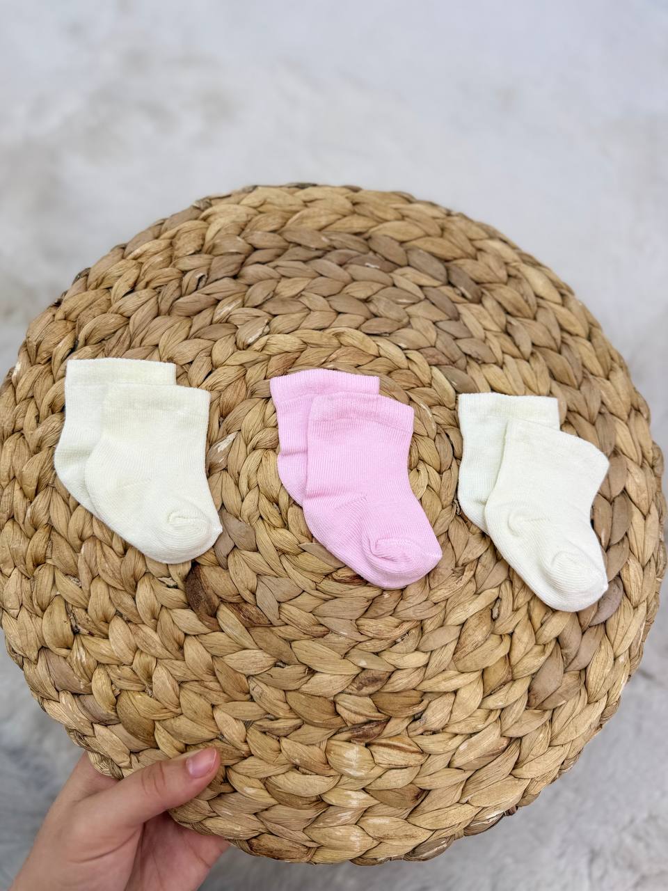 0-6 Ay Düz Renk Bebek 3'lü Çorap - PEMBE