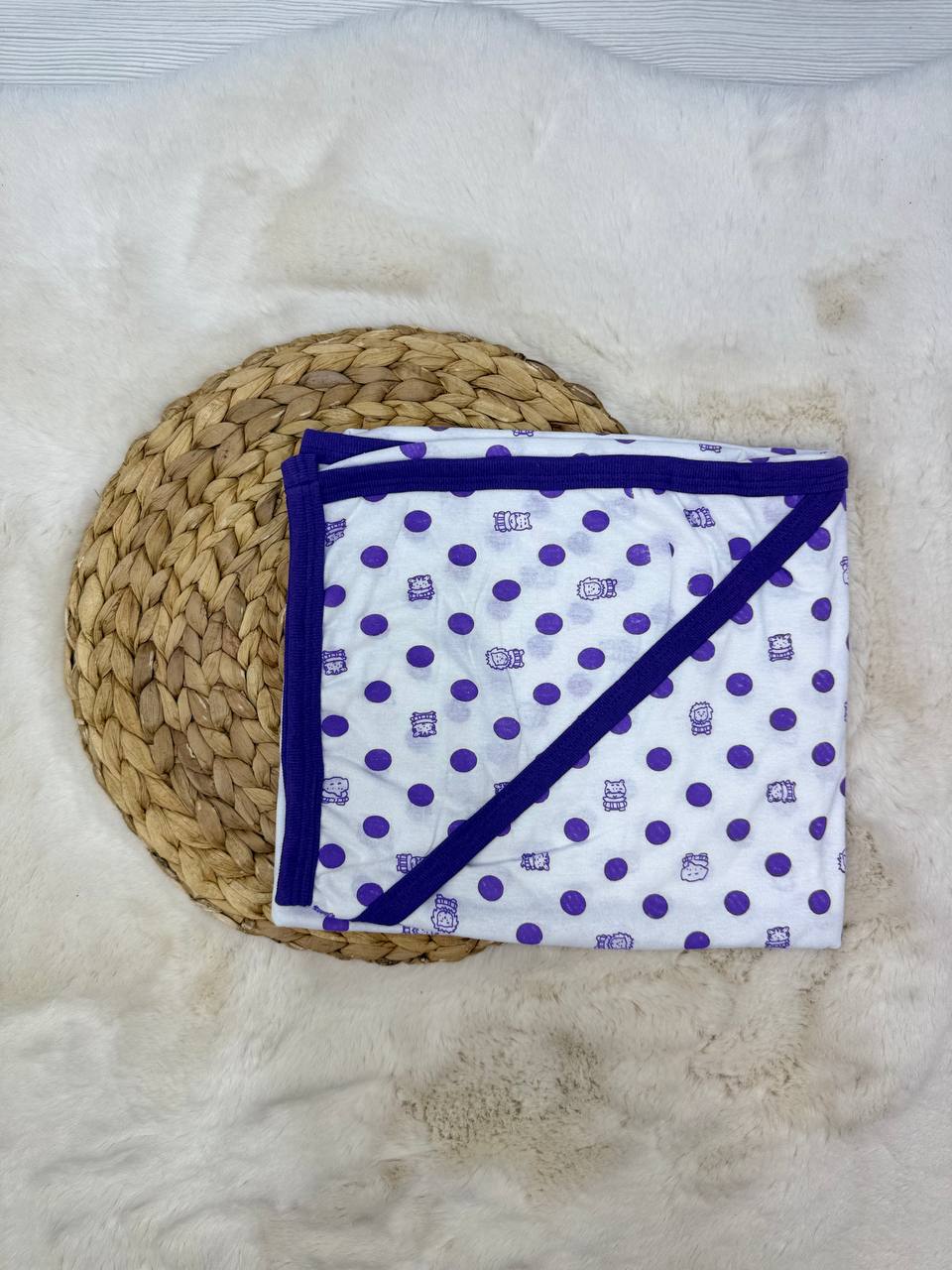 80x90 cm Penye Benekli Tek Kat Battaniye Kundak  - MOR