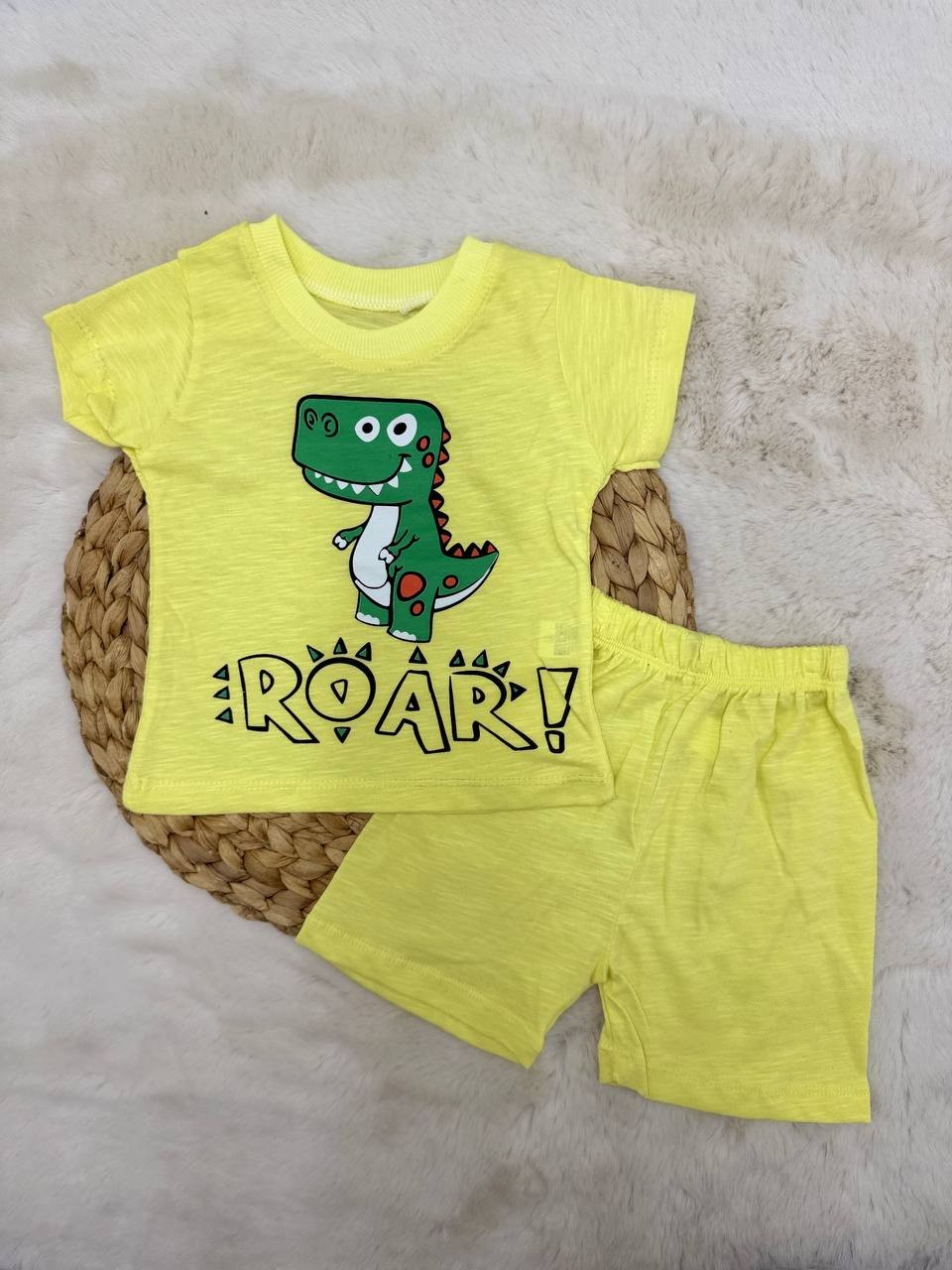 6-24 Ay Roar Dinazor Baskılı Takım - SARI