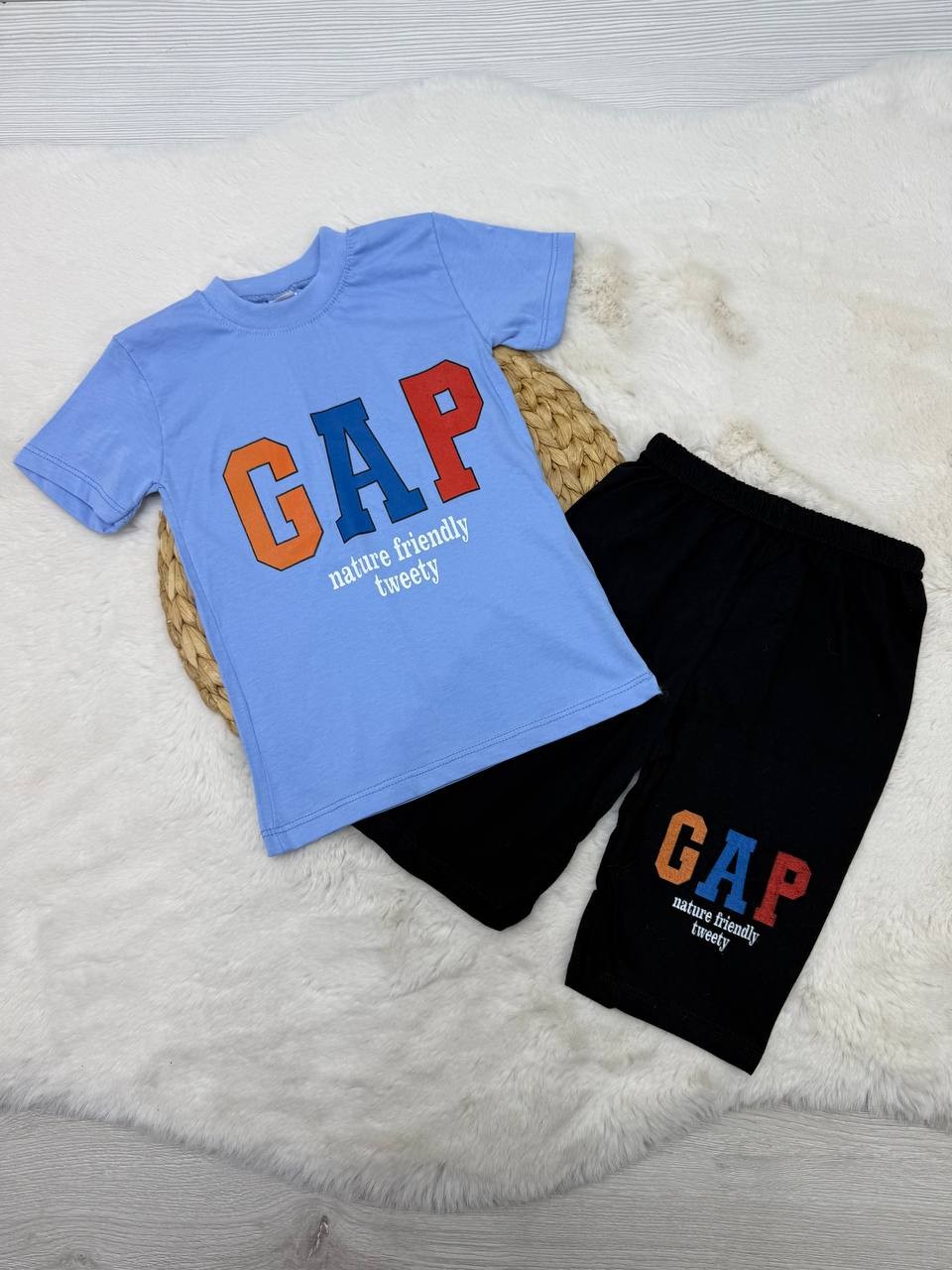 3-7 Yaş Gap Desenli Penye Takım - MAVİ