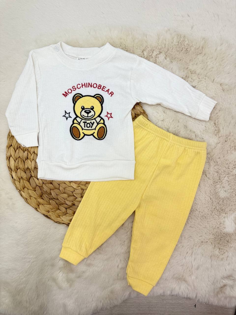 6-18 Ay Mos-Bear Toy Nakışlı Fitilli Takım - SARI
