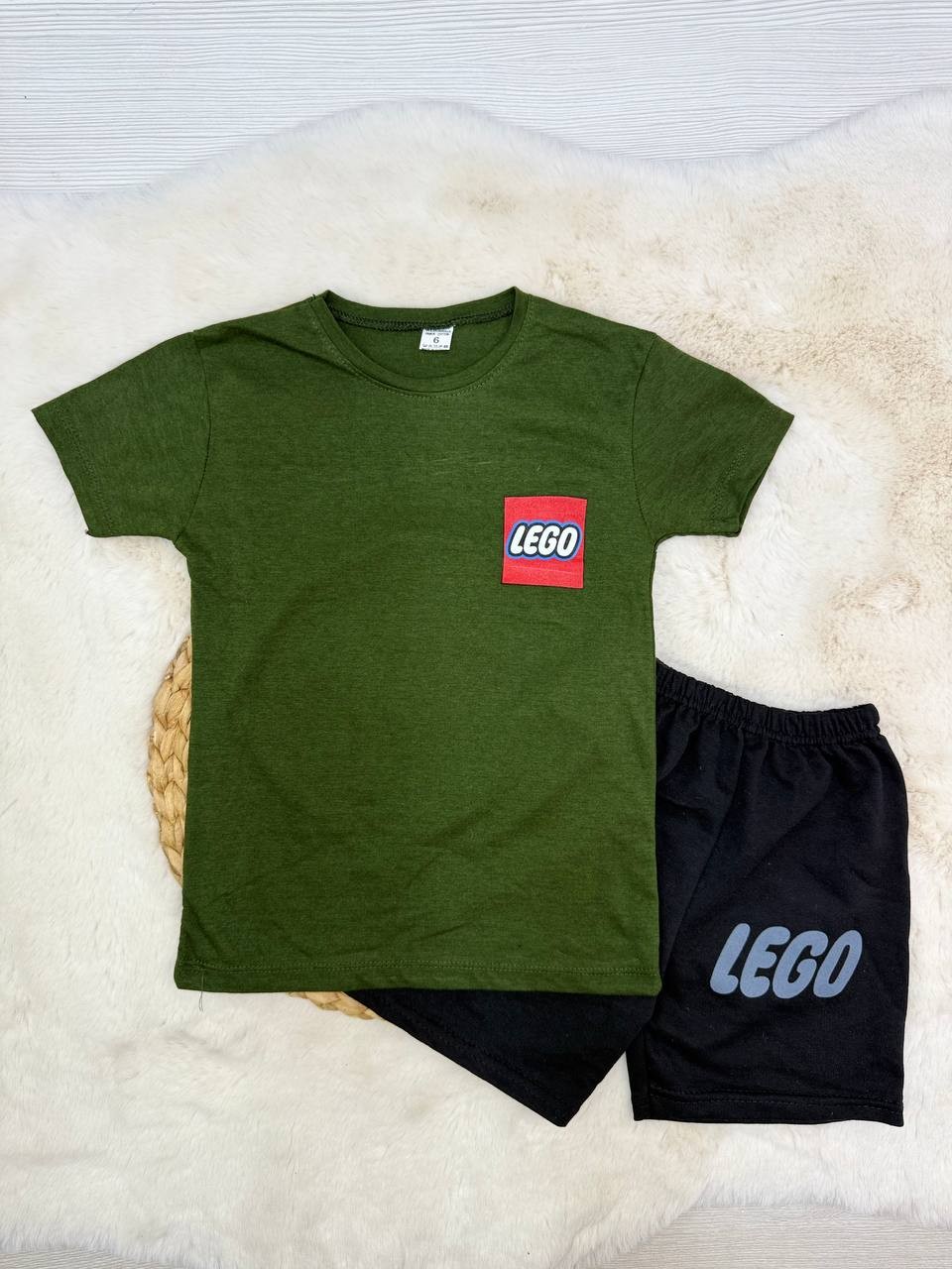 1-6 Yaş Lego Araba Baskılı Takım  - HAKİ YEŞİLİ
