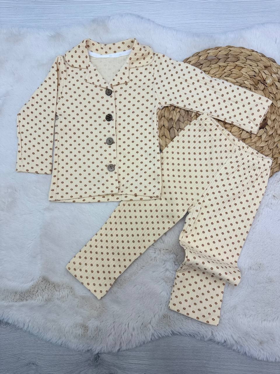 2-10 Yaş Fitilli Baskılı Erkek Pijama Takımı  - KIRÇILLI SİYAH
