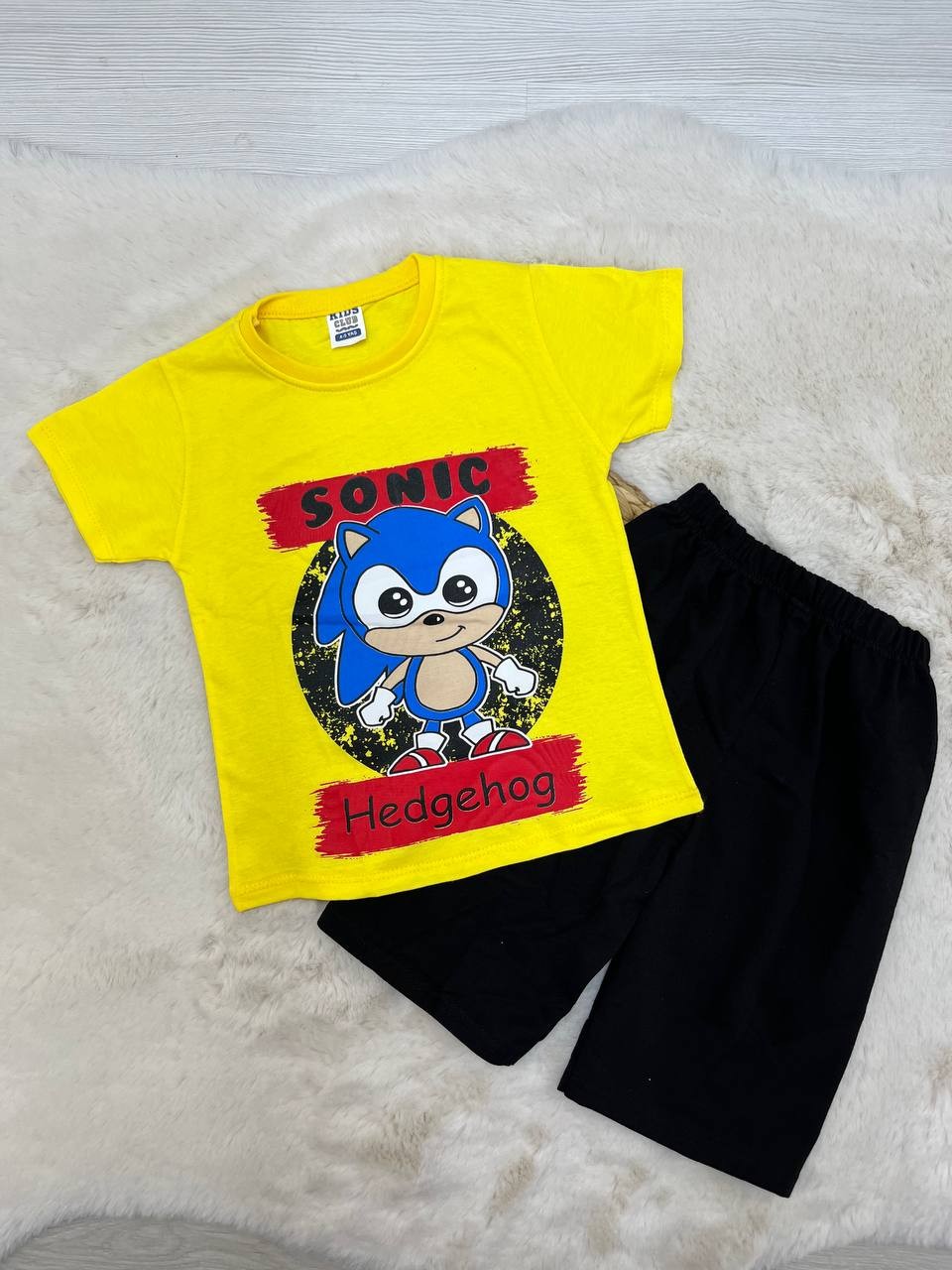 4-8 Yaş Sonic Desenli Penye Takım - SARI