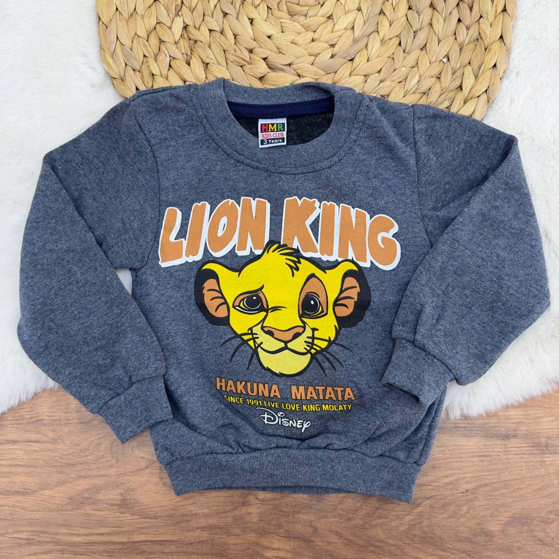 6 Ay-5 Yaş Lion King 2 İp Şardonlu Sweatshırt Kırçıllı Lacivert