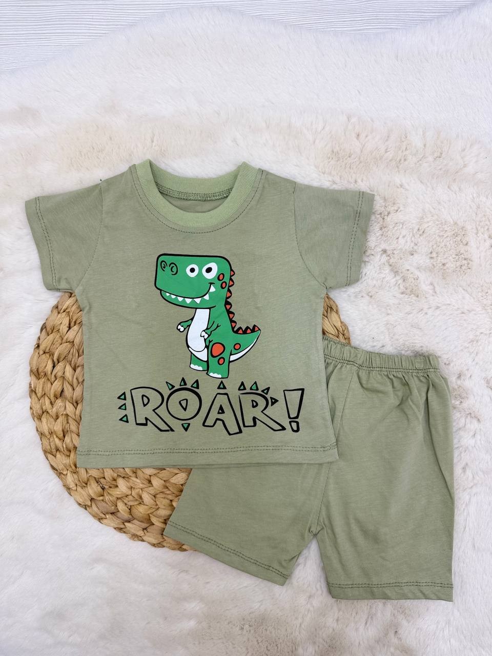 6-24 Ay Roar Dinazor Baskılı Takım - YEŞİL