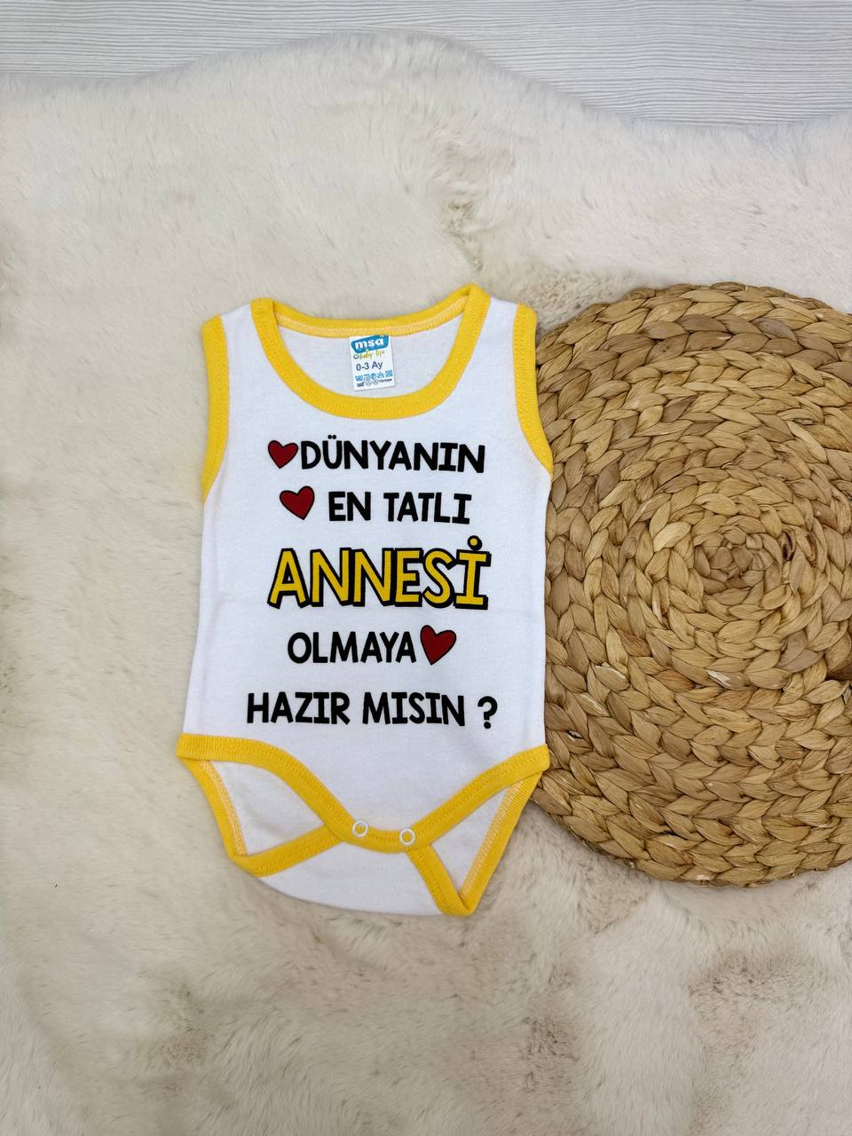 0-4 Yaş Dünyanın En Tatlı Annesi Çıtçıtlı Body - SARI