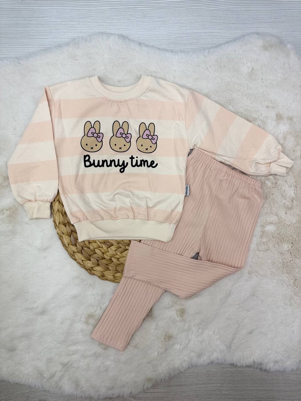 2-5 Yaş Bunny Time Baskılı Taytlı Takım - SOMON