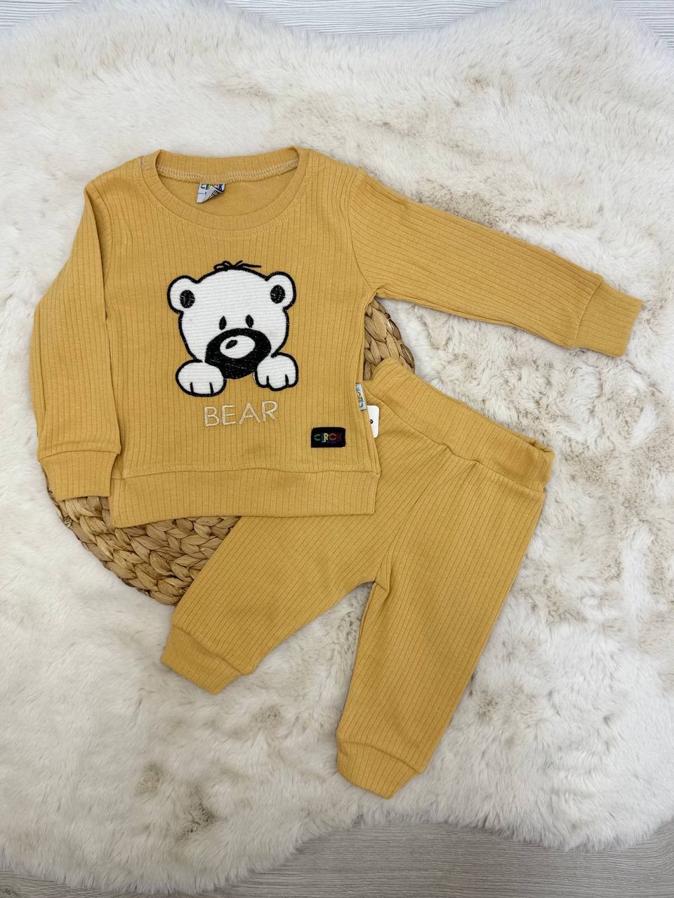 9-24 Ay Bear Nakışlı Fitilli Takım - HARDAL