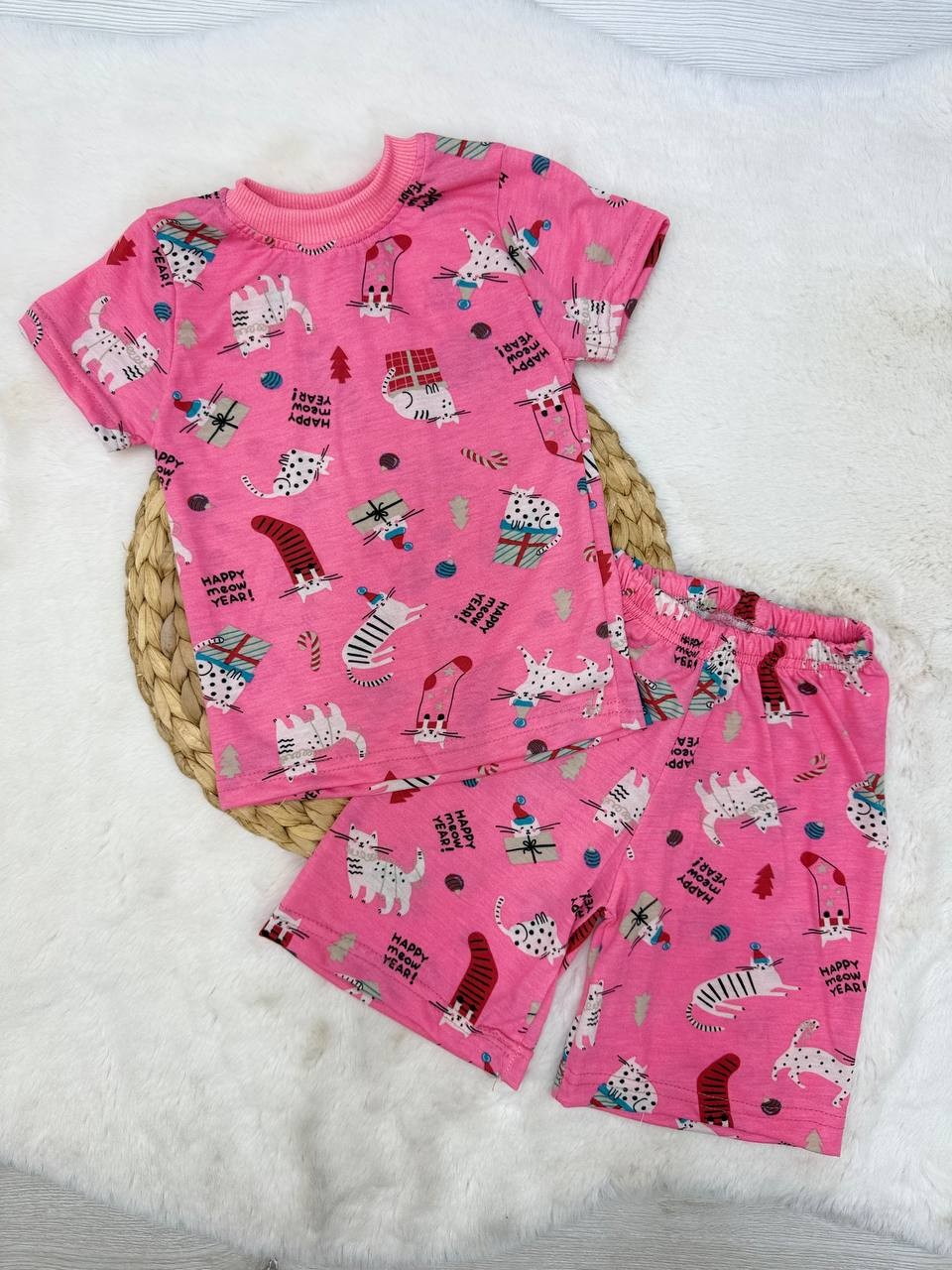 1-10 Yaş Karakter Desenli Penye Takım 3 - PEMBE