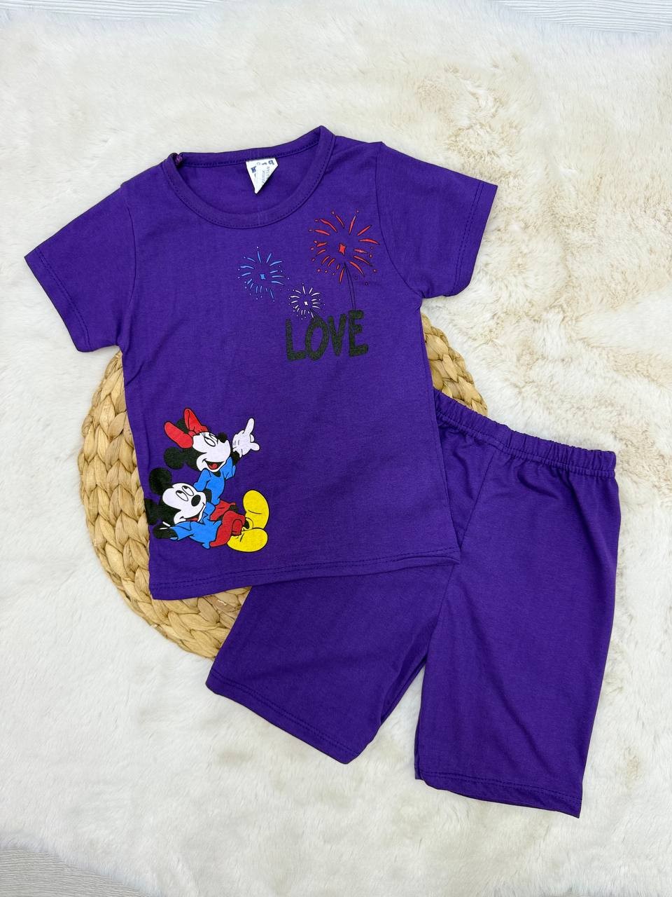 1-3 Yaş Love Minnie Baskılı Penye Takım - MOR