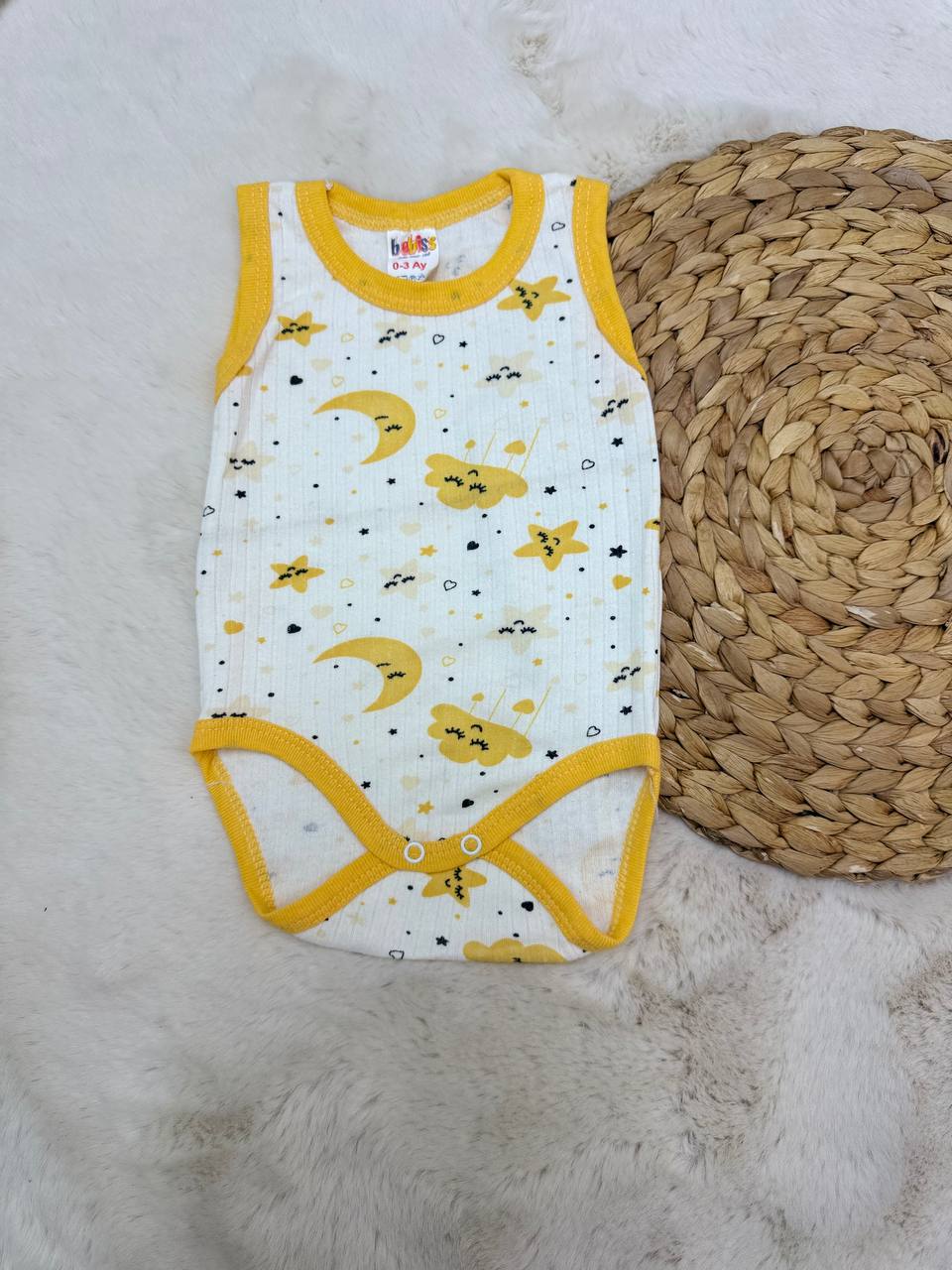 0-24 Ay Bulut Yıldızlı Çıtçıtlı Body - SARI