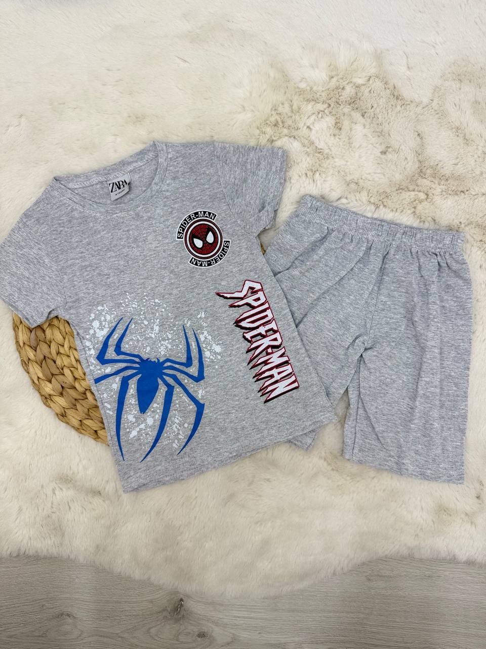 1-8 Yaş Spider Baskılı Penye Takım - GRİ