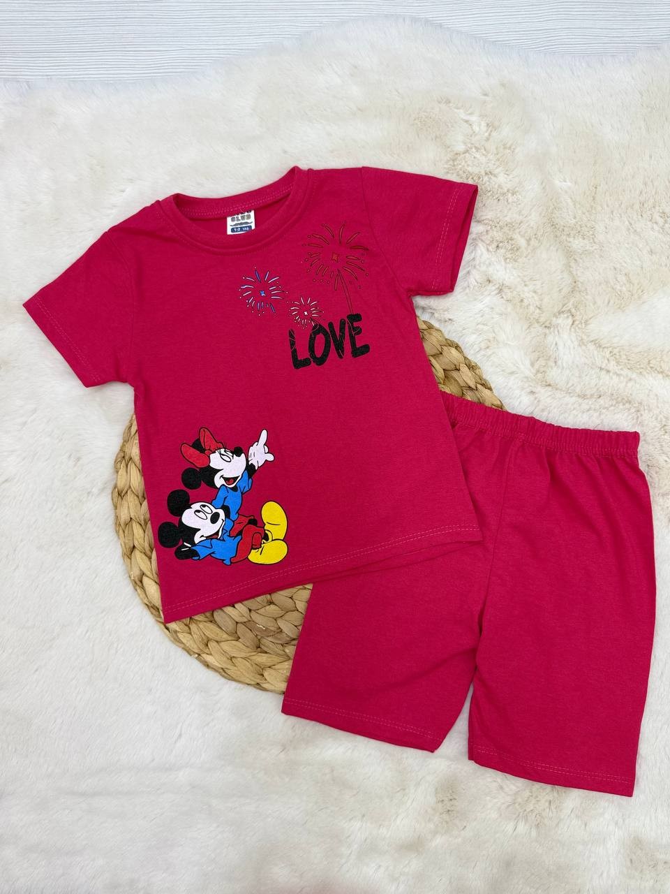 1-3 Yaş Love Minnie Baskılı Penye Takım - KIRMIZI