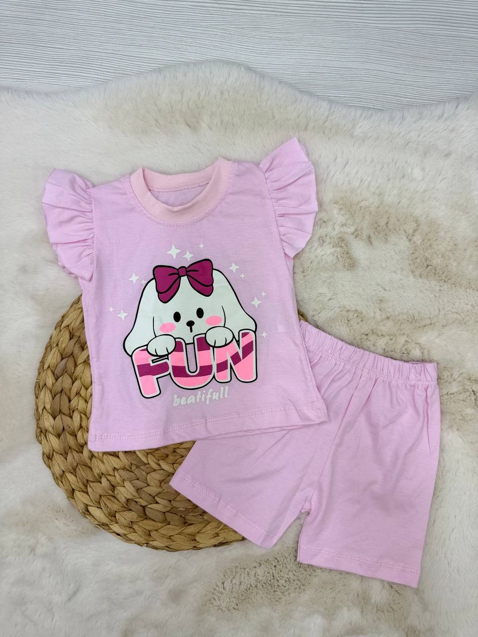 6-24 Ay Fun Köpek Desenli Takım - PEMBE