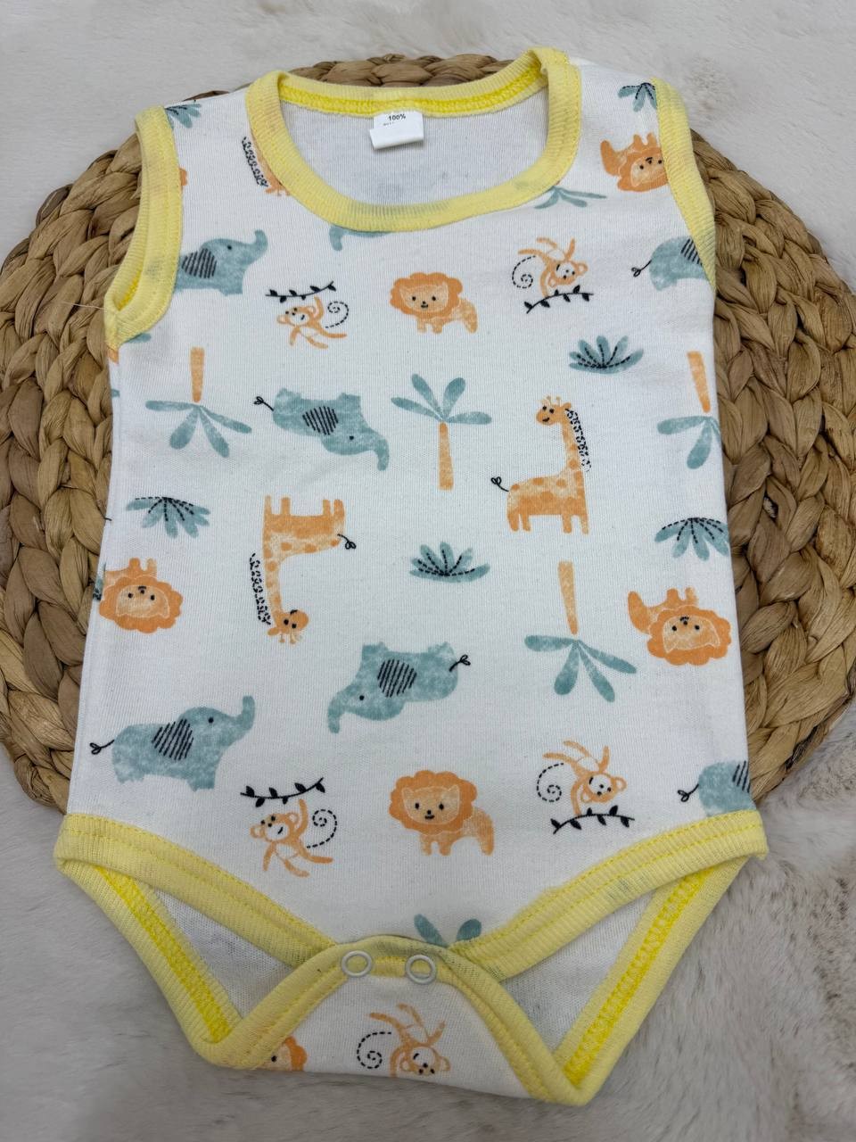 3 Ay-3 Yaş Penye Askılı Yazılı Çıtçıtlı Body - SARI