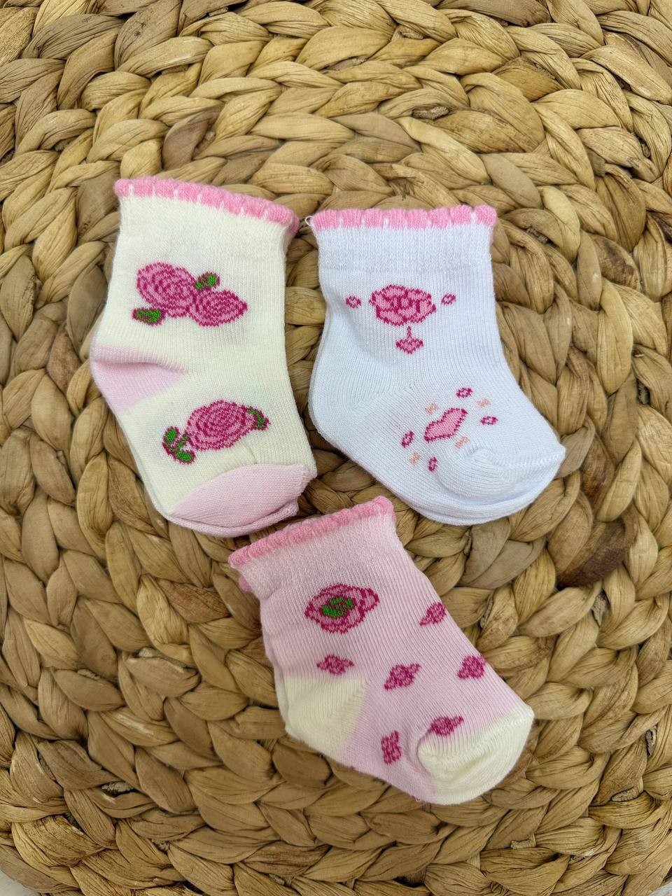 0-6 Ay Bebek 3'lü Çorap-NEW - PEMBE