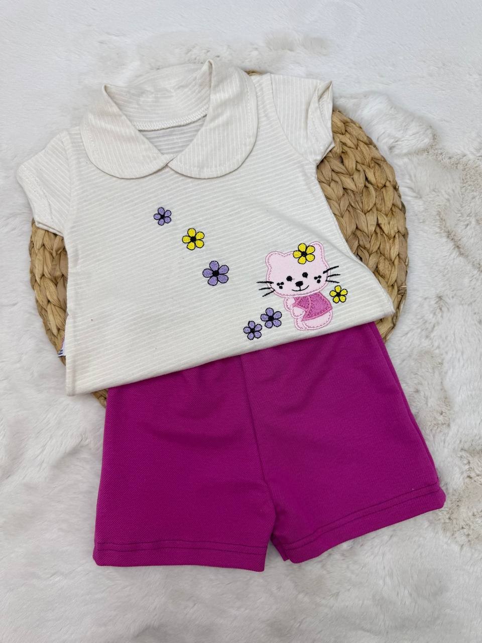 6-12 Ay Hello Kitty Nakışlı Takım - FUŞYA